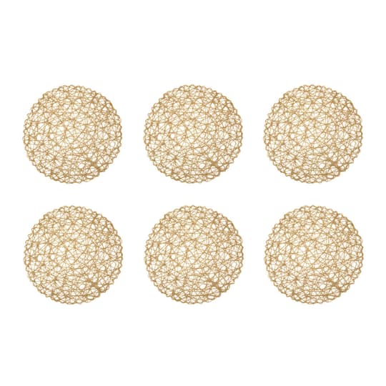 DII® Taupe Woven Paper Round Placemats, 6ct.
